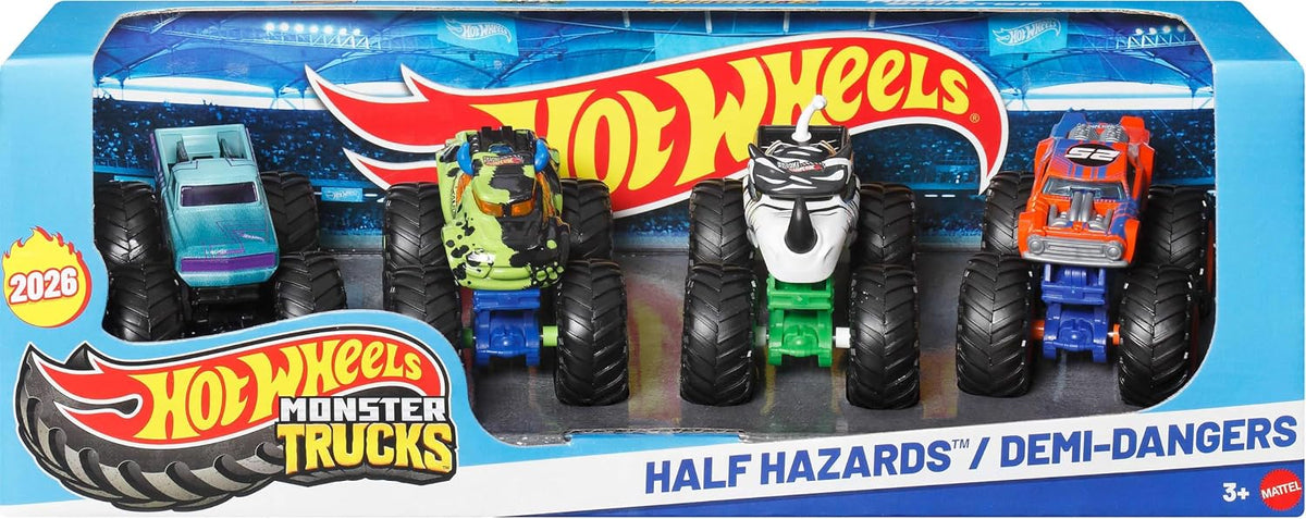 Hot Wheels Monster Trucks, Camiones monstruo a escala 1:64, juego d...