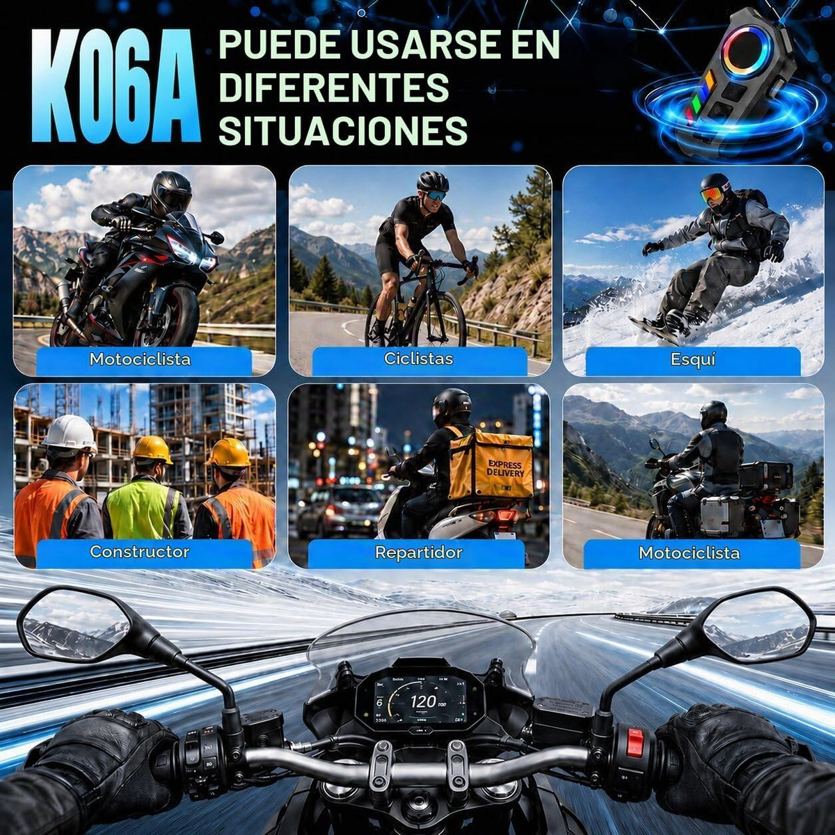 DVKIX Auriculares Bluetooth para casco de motocicleta, batería 40H,...