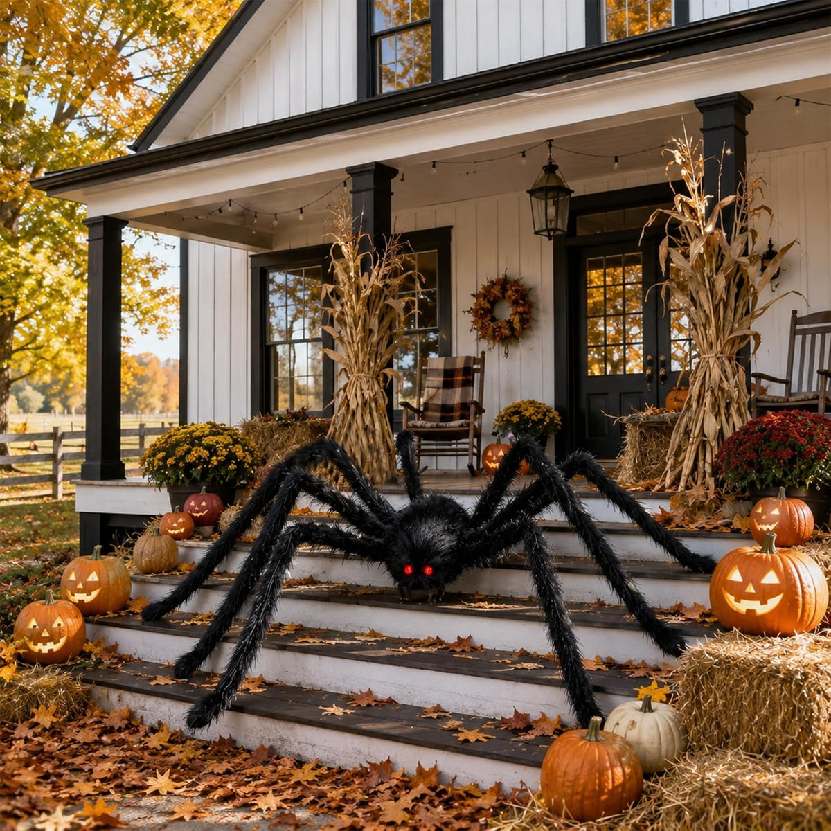 Araña gigante de 12 pies para decoración de Halloween al aire libre...