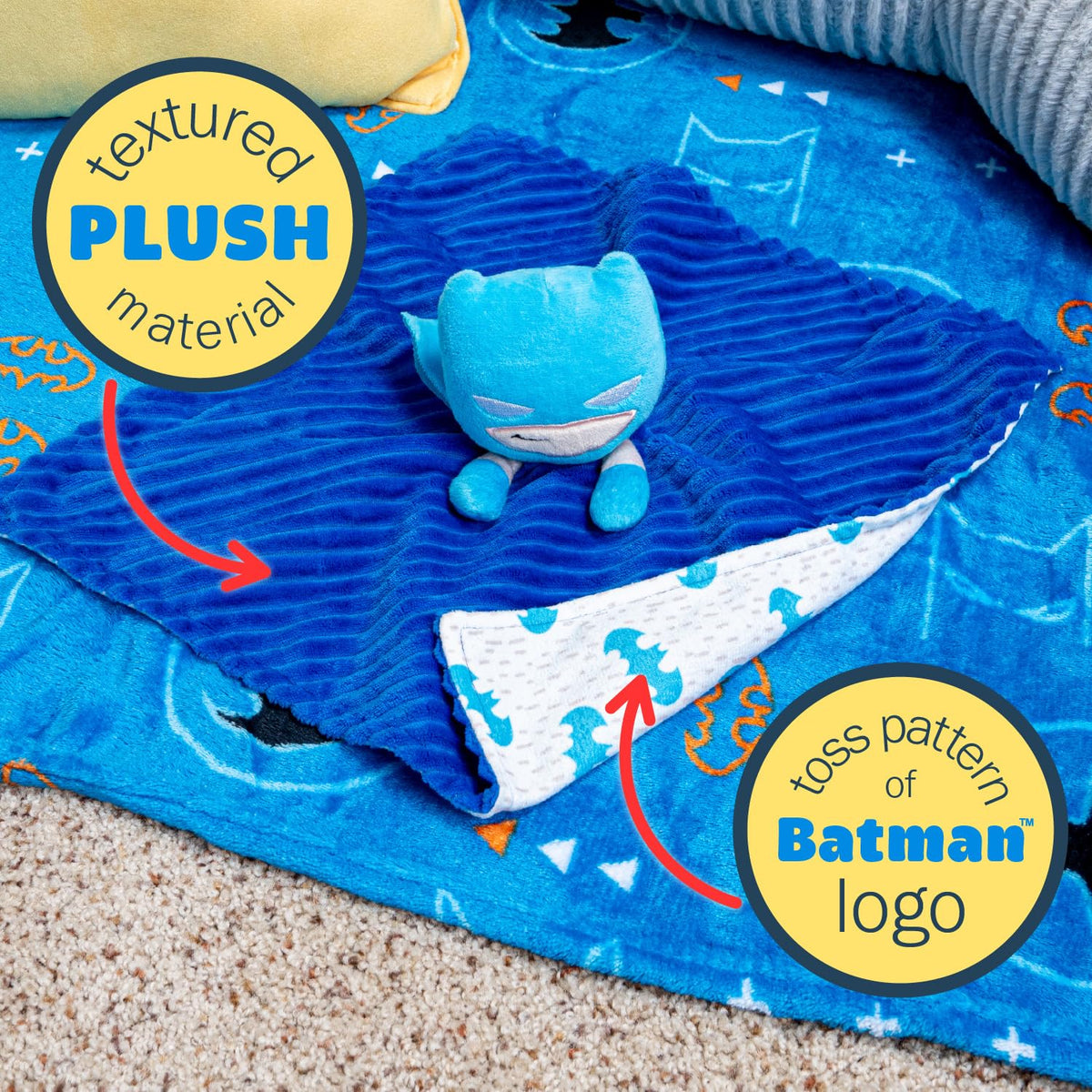 KIDS PREFERRED DC Comics - Manta de seguridad de Batman Lovey, suav...