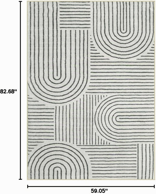Lahome Alfombra lavable abstracta, alfombra de 5 x 7 pies para dorm...