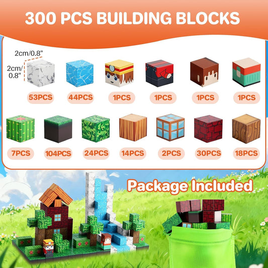 FUNYKICH 300 bloques magnéticos para niños, juego de cubo de constr...