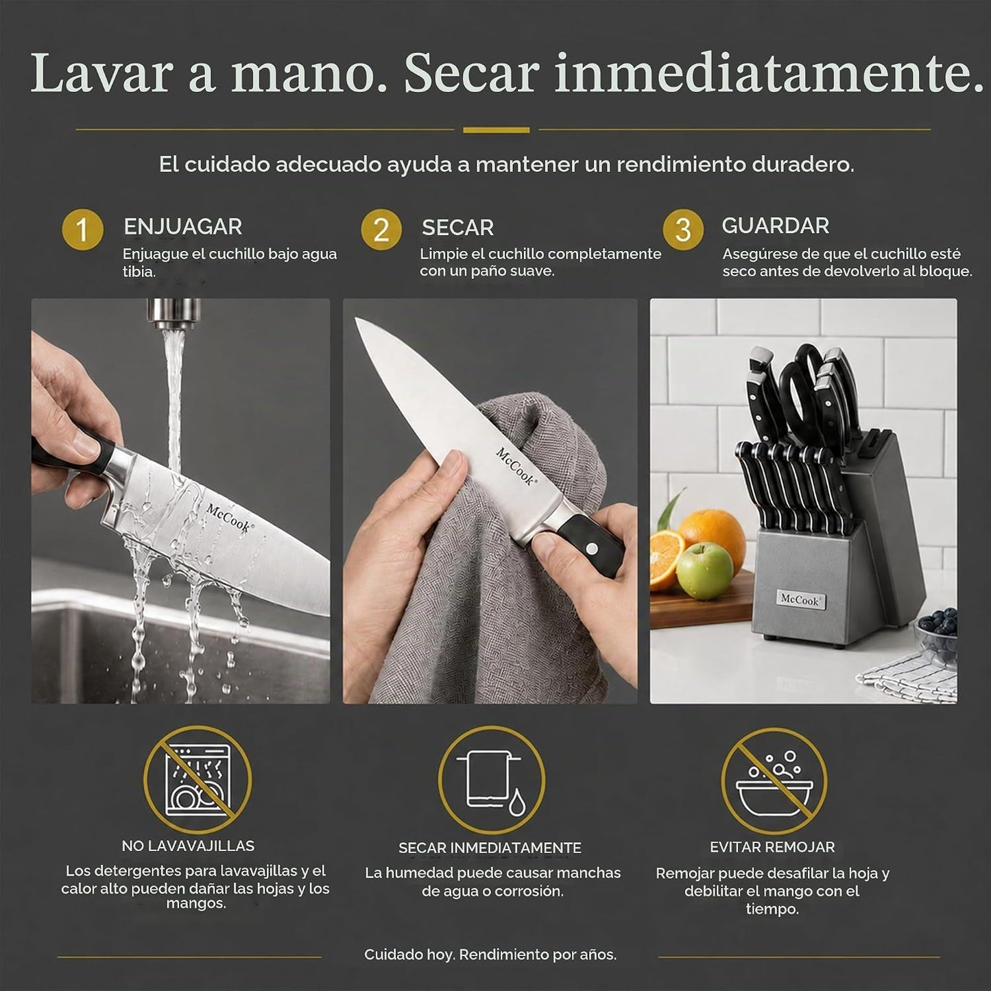 McCook® Juegos de cuchillos, juego de cuchillos de cocina alemán de...