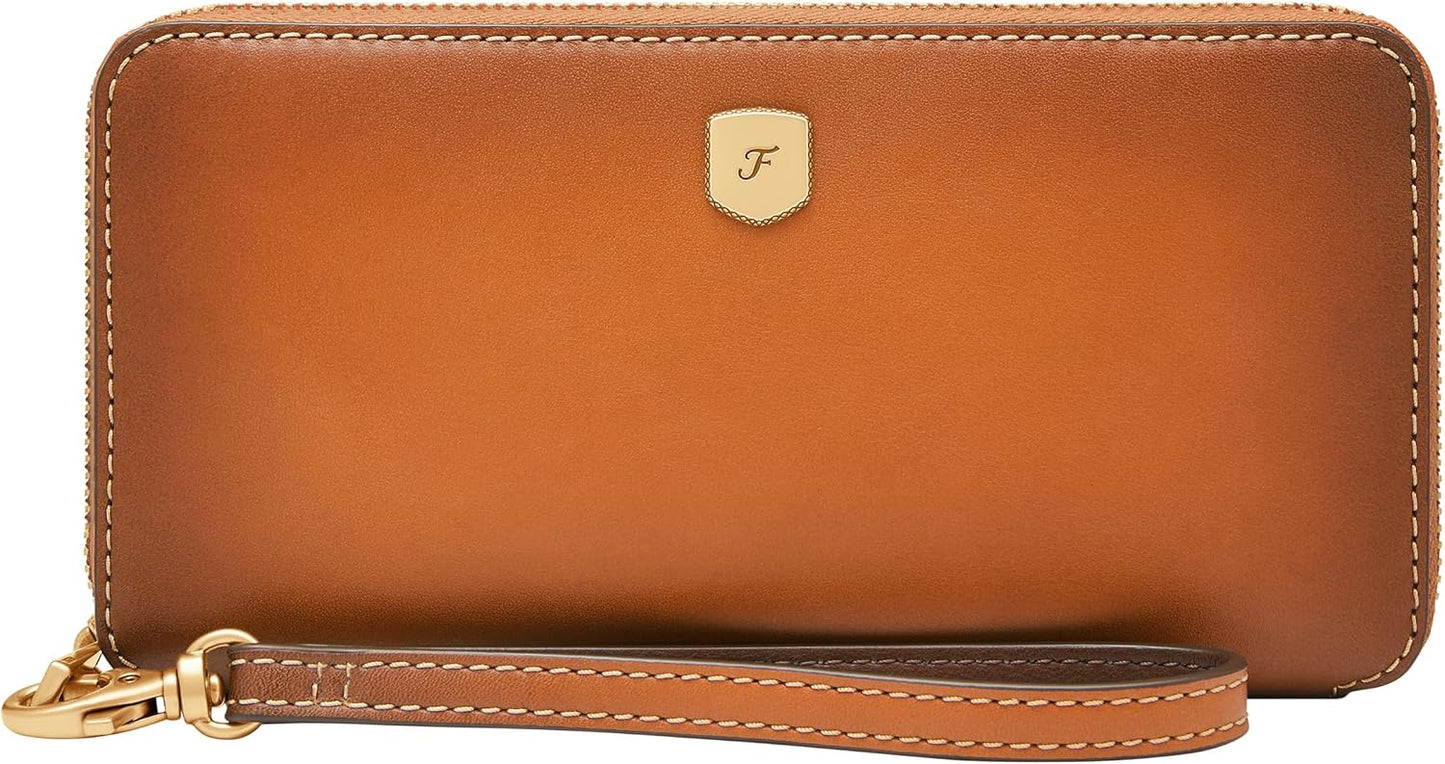 Fossil Lennox Cartera de cuero con cremallera alrededor de las muje...