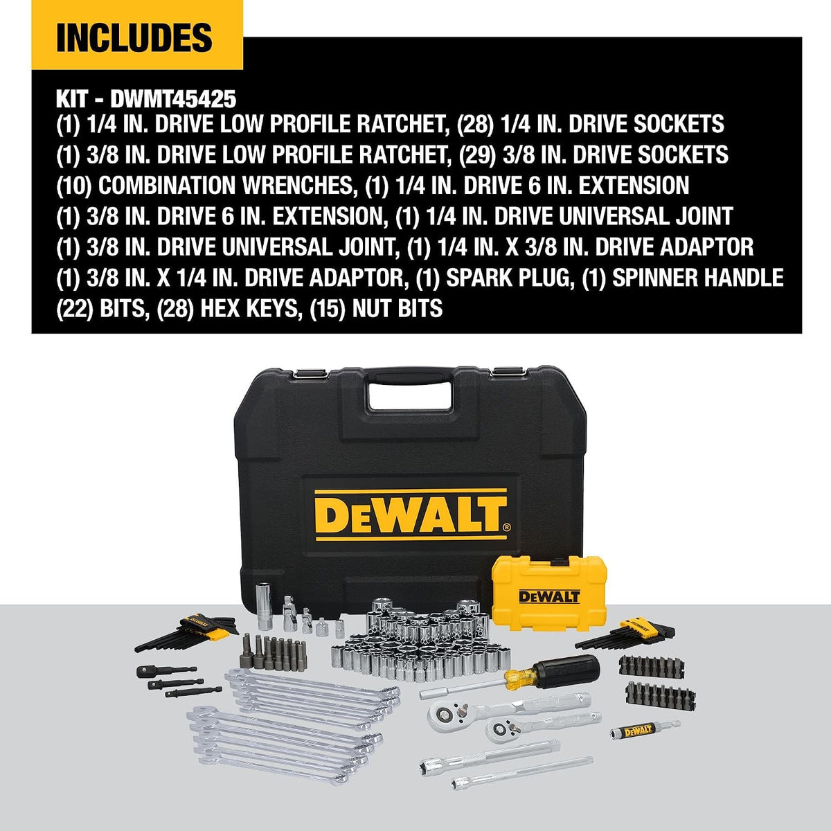 DEWALT Juego de herramientas mecánicas de 142 piezas, accionamiento...