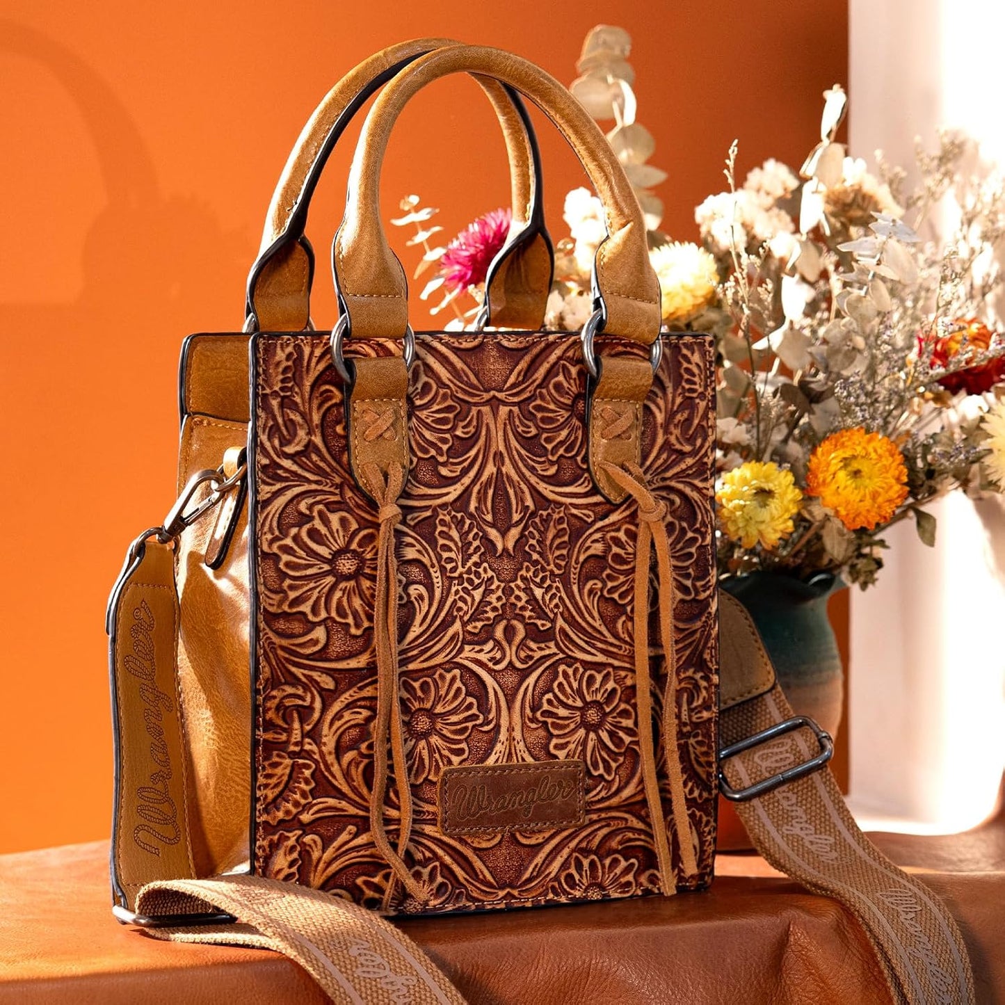 Wrangler Bolso Cruzado en Relieve para Mujer con Asa Superior, Bols...