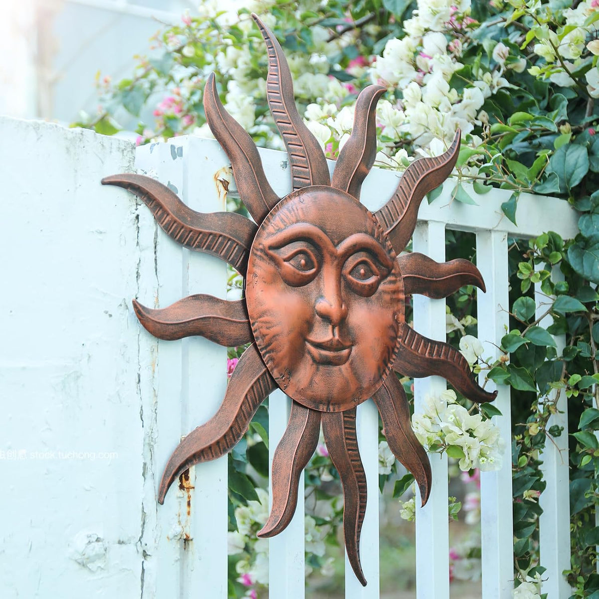 VCUTEKA Arte de pared de metal con sol de 27 pulgadas, decoración p...