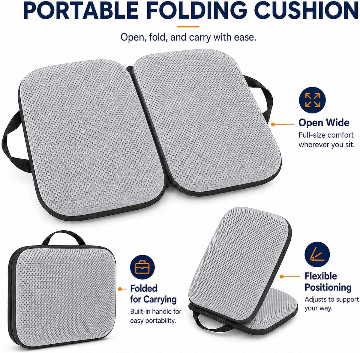 Sojoy Cojín de asiento de gel plegable 3 en 1 con cojín de asiento...