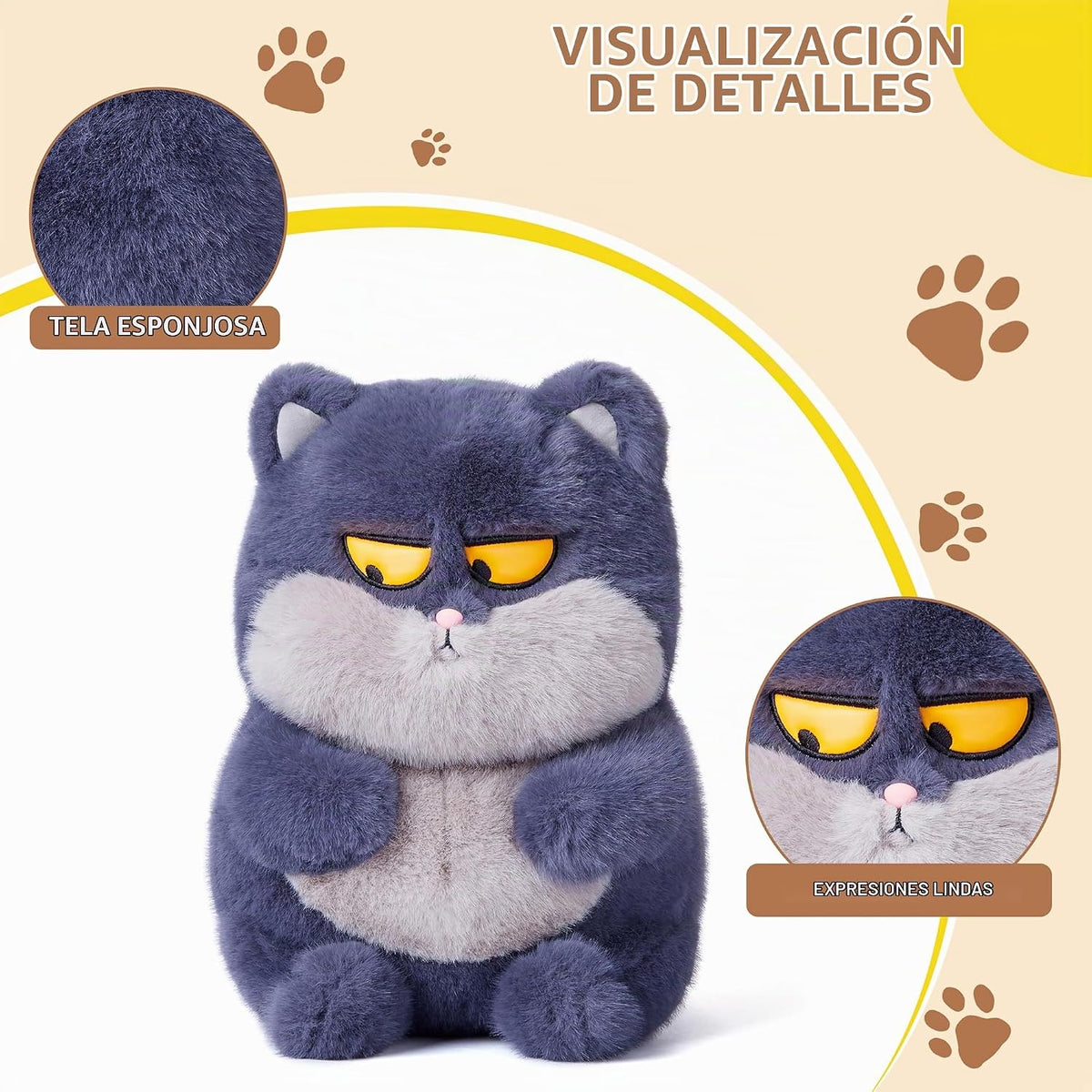 Riverwar Juguete de peluche de gato gruñón, lindo regalo grande de...