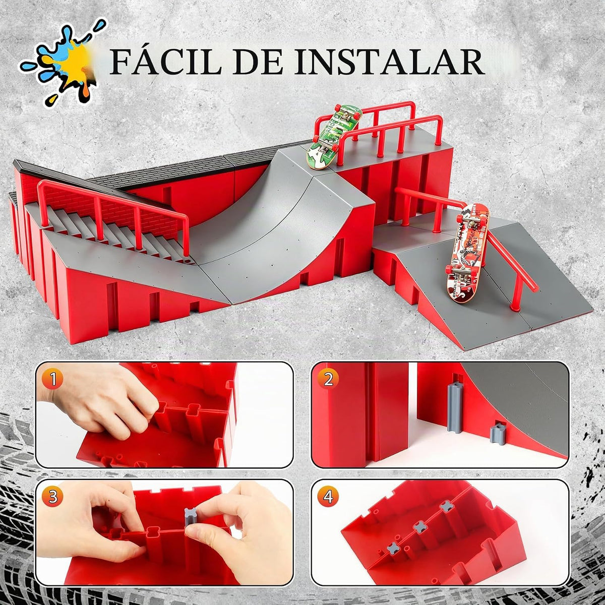 Hamino Kit de rampa de patinaje para patineta, juguetes de patineta...
