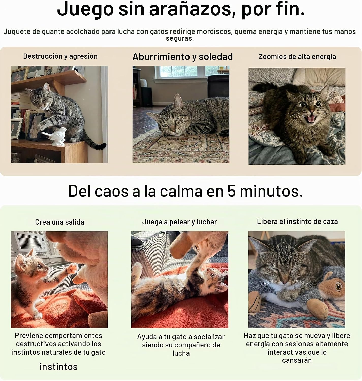 Milunova Pupr Pals - Guante de lucha para gatos con infusión de hie...