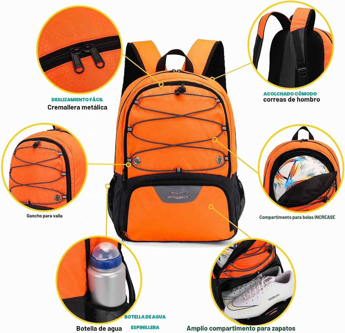 Hsmihair - Mochila de fútbol juvenil - Mochila para fútbol y balonc...