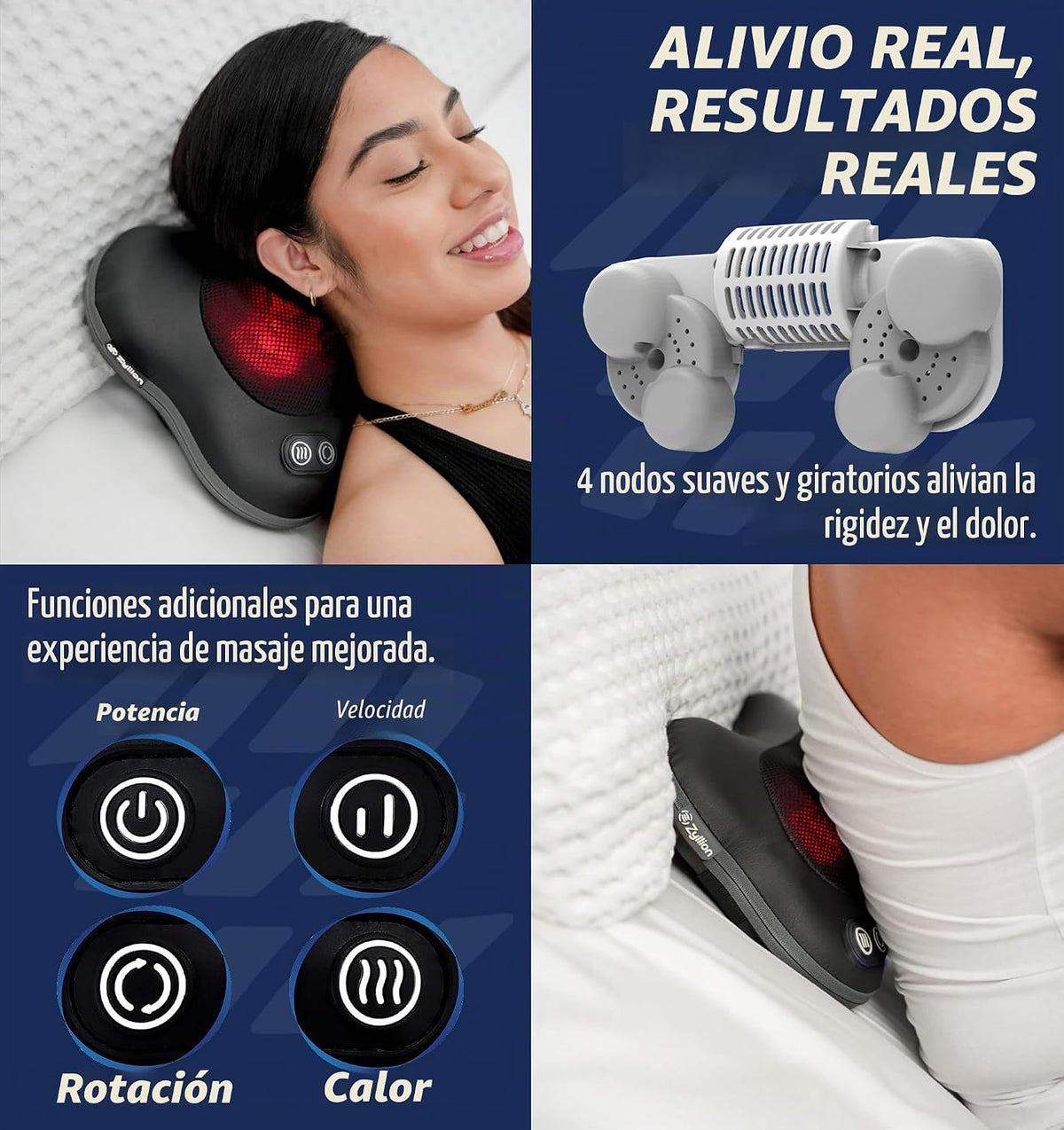 Zyllion ZMA-34RB Masajeador de espalda y cuello con calor para aliv...