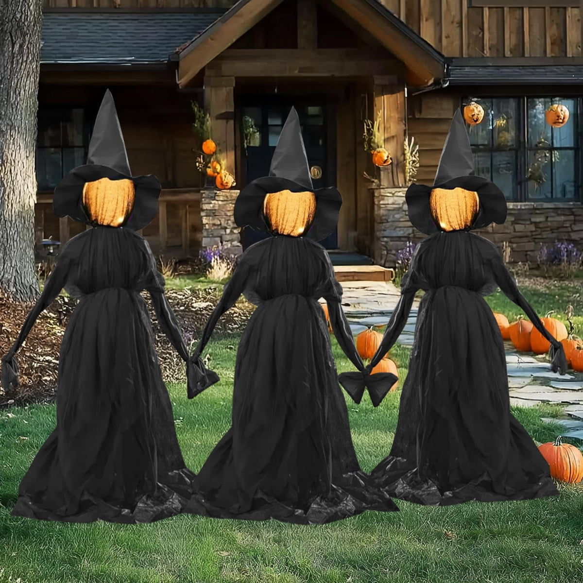 TW SHINE Decoración de bruja de Halloween para exteriores, juego de...