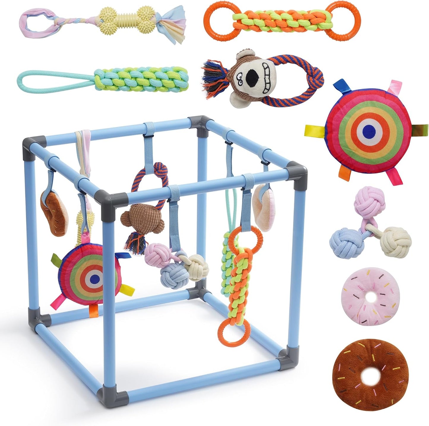 Nocciola Gimnasio de juego para cachorros con 8 juguetes colgantes,...