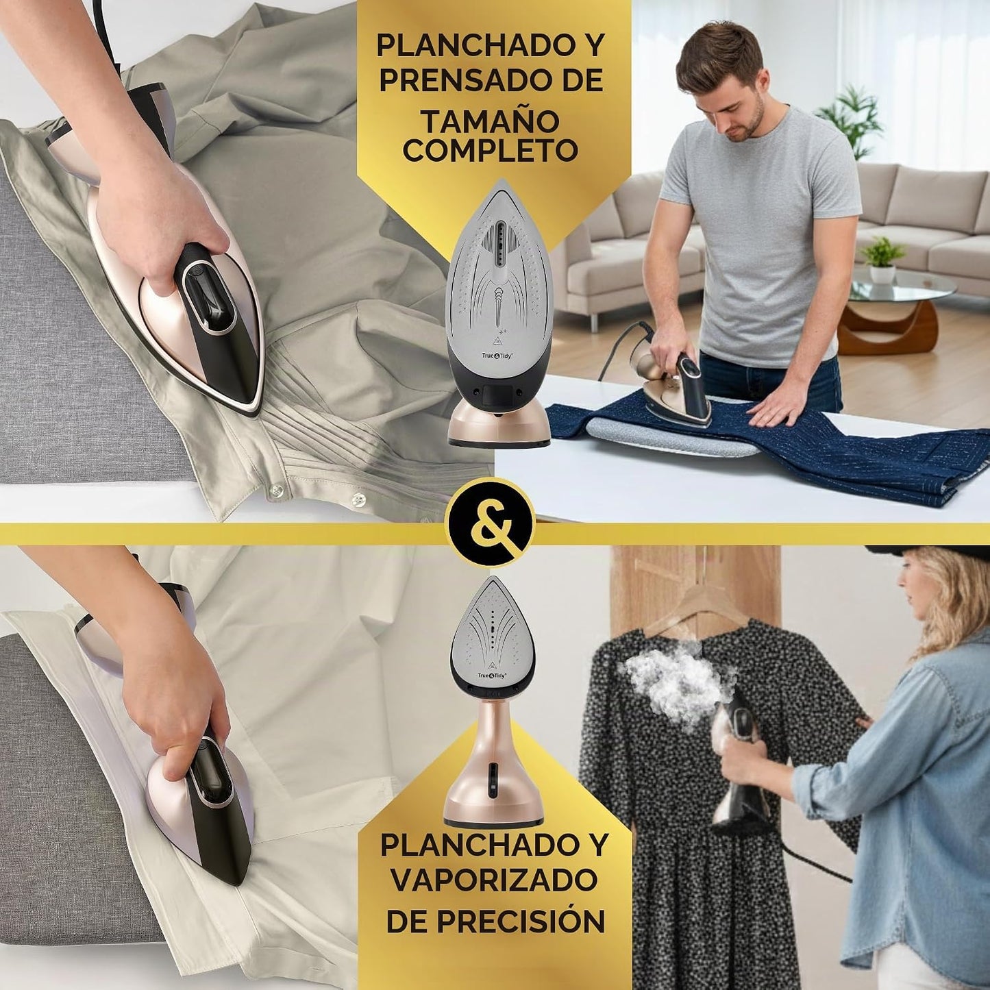True &amp; Tidy DuoPress - Plancha 2 en 1 para ropa con suela desmo...