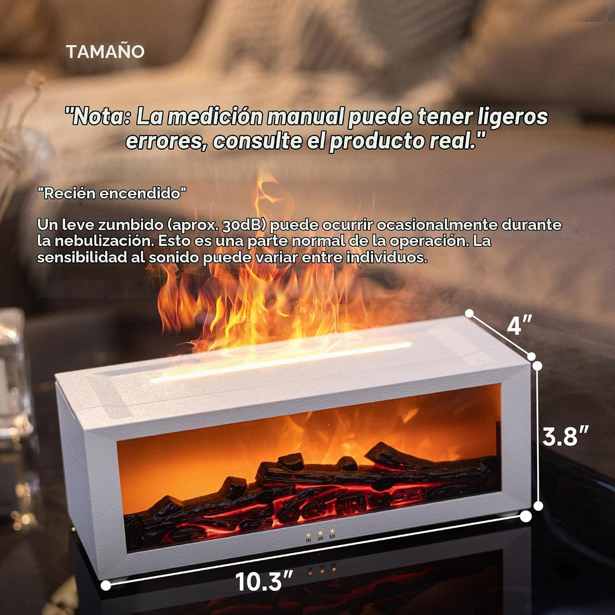 Difusor de aire con llama de chimenea TMEHM, humidificador de 7 col...