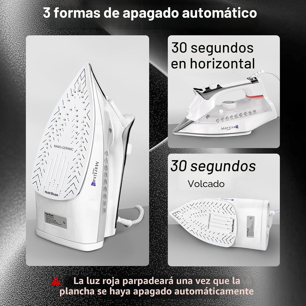 Martisan Plancha de vapor para ropa, 1800 W, suela de nano cerámica...
