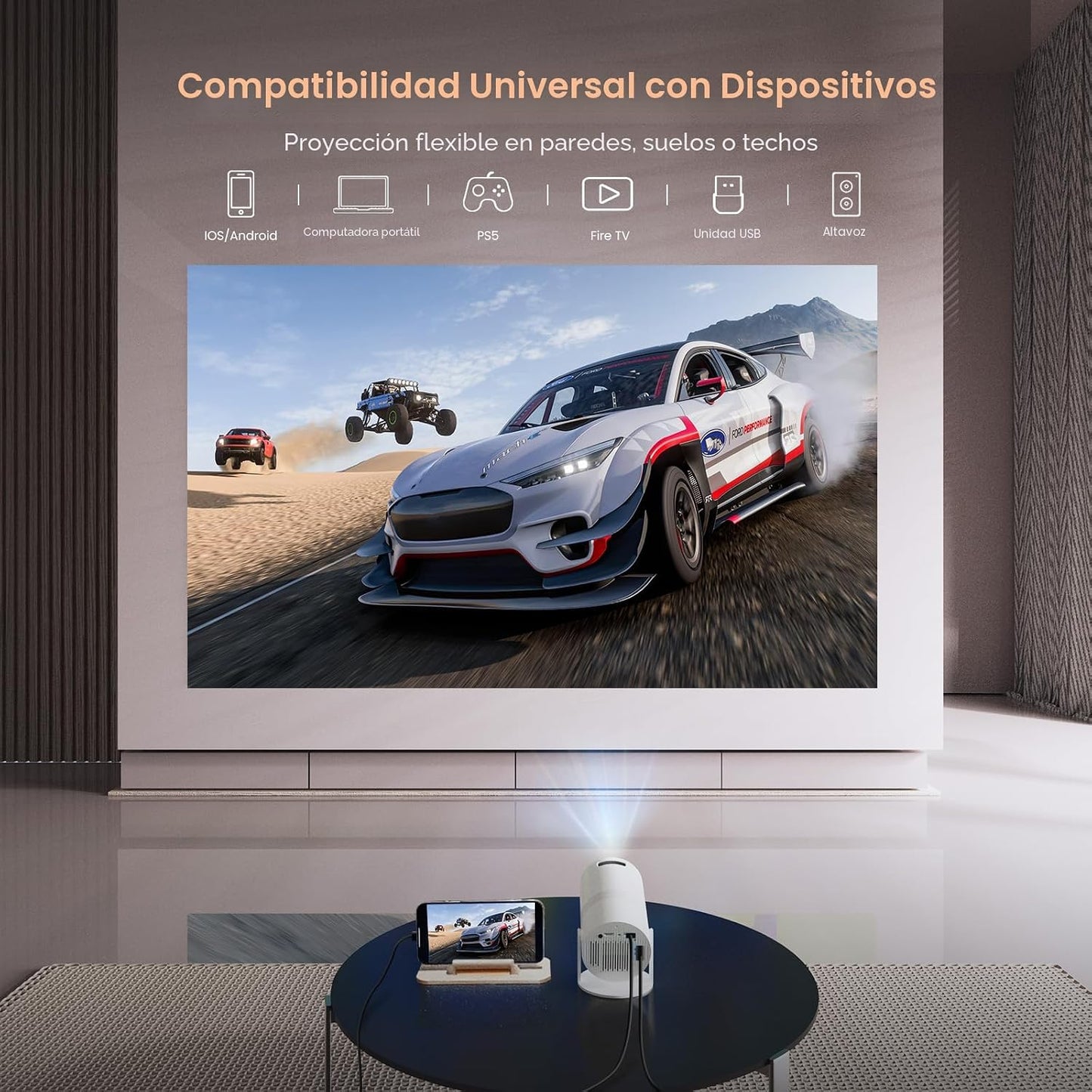 WISHOLY Mini proyector con WiFi y Bluetooth, proyector de películas...