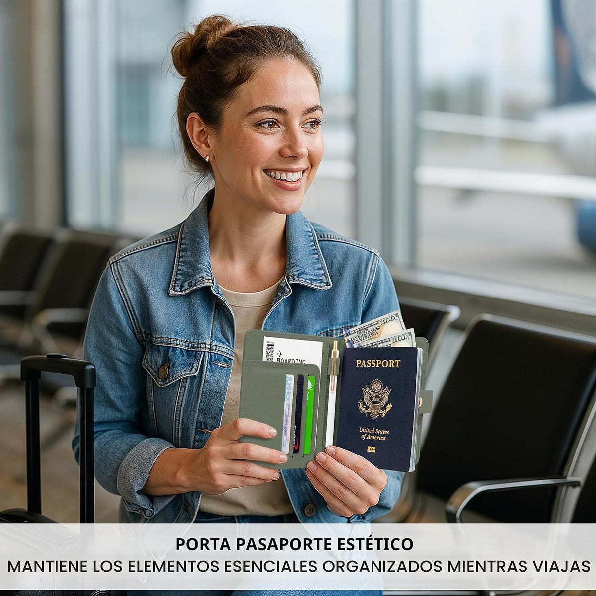 Hermoso soporte para pasaporte para viajes, bonita funda con soport...
