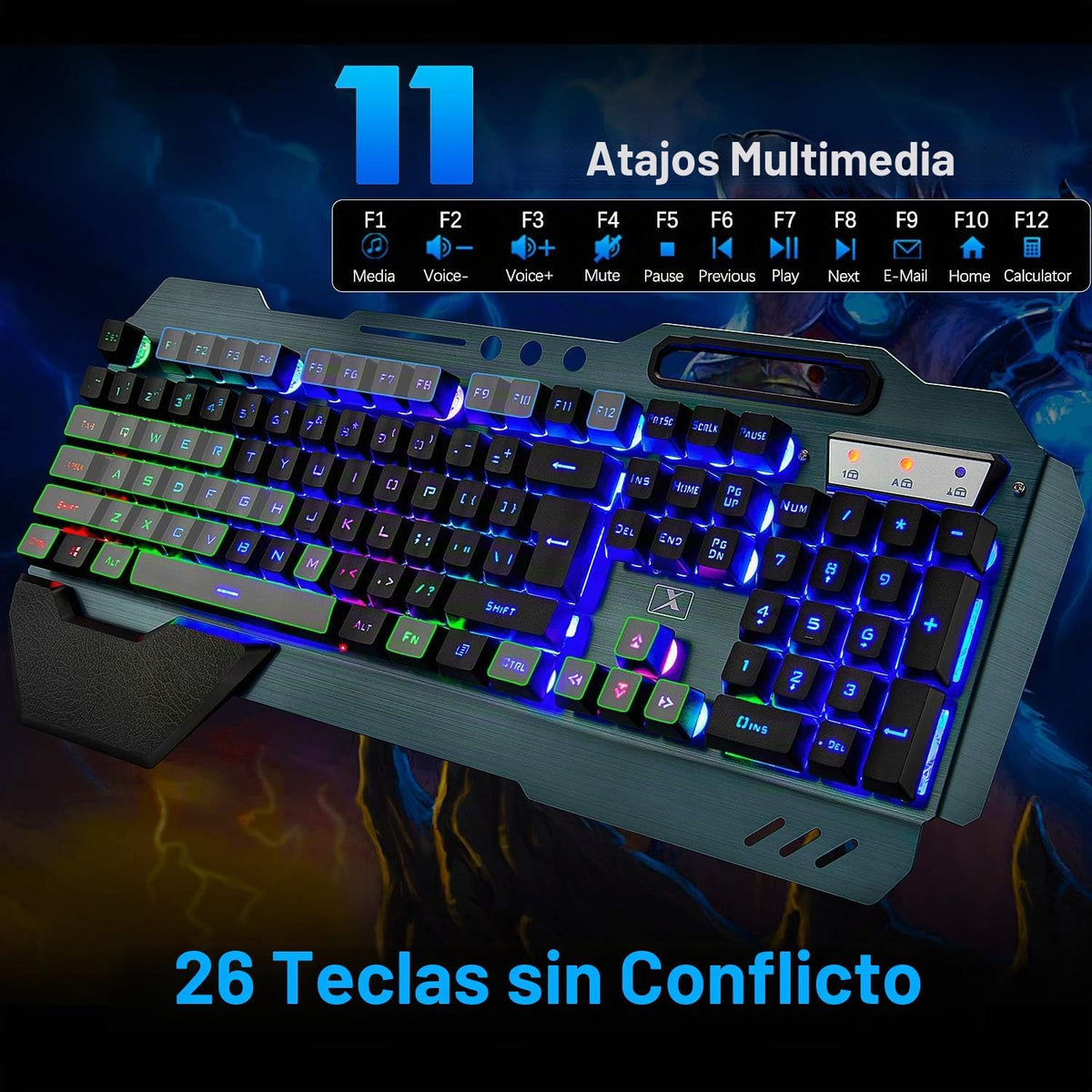 Teclado y mouse inalámbricos, juego de ratón y teclado recargables...