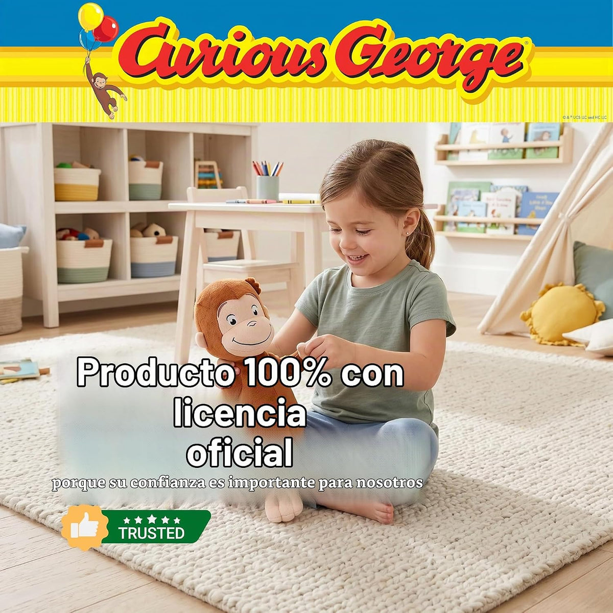 Curious George Kids Bedding - Almohada de felpa súper suave y acoge...
