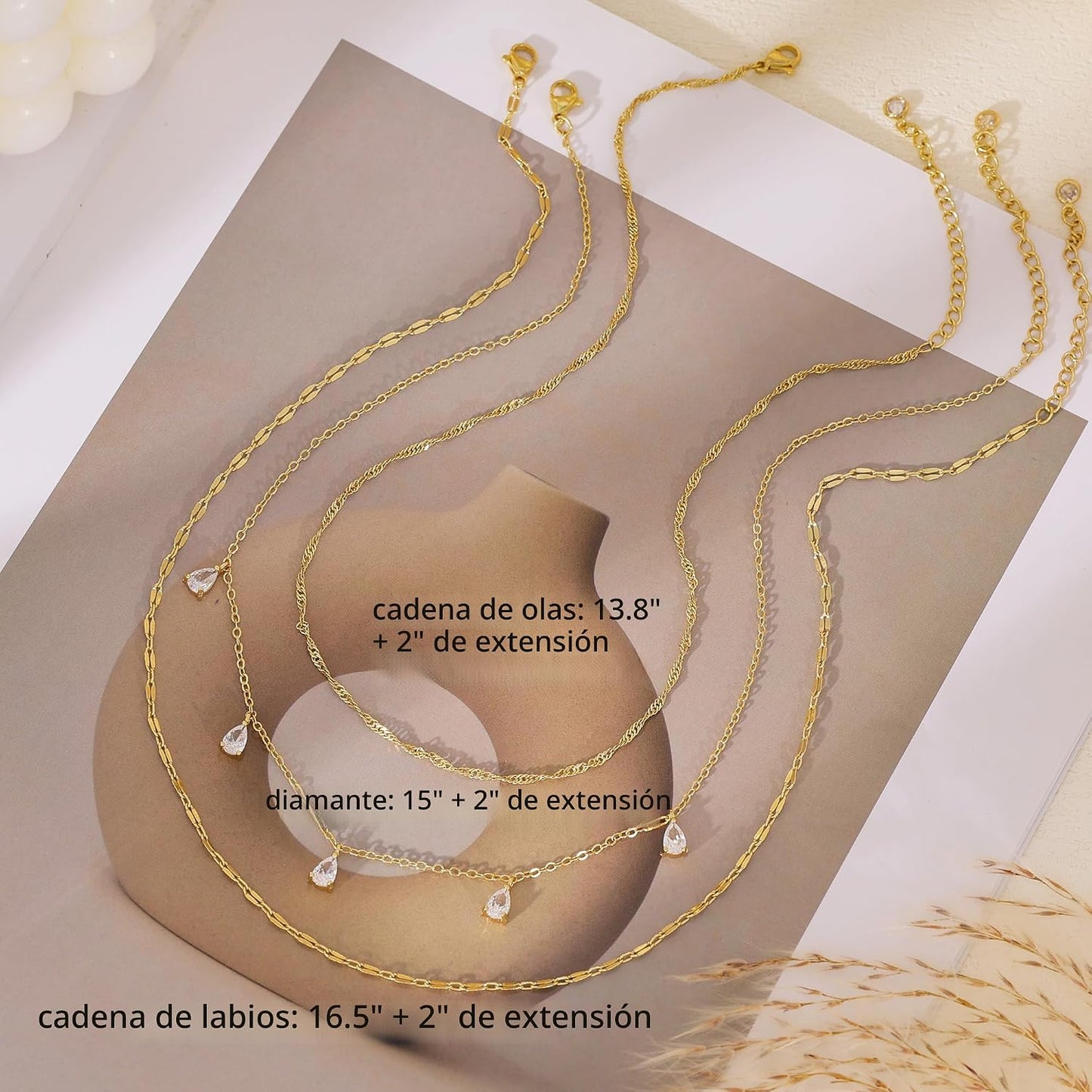 Fwlisesa Collares en capas para mujer, conjunto de collares de oro...