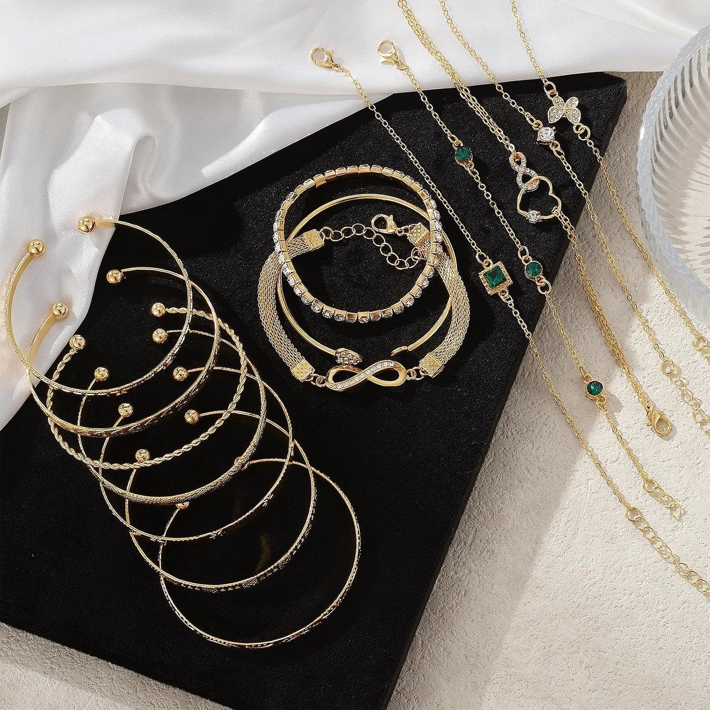 IFKM Juego de joyas chapadas en oro para mujer, collares de múltipl...