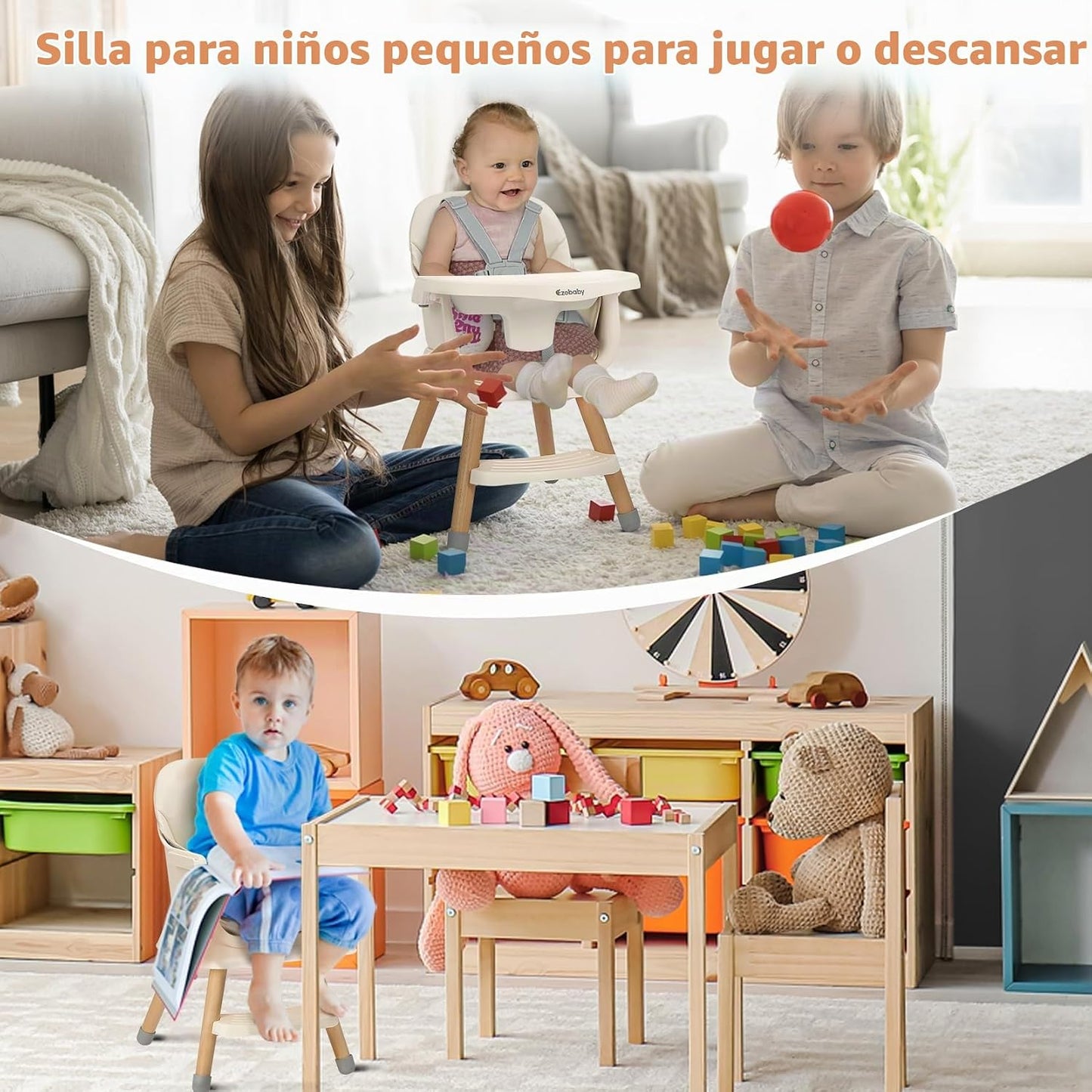 Ezebaby Silla alta portátil para bebé, sillas altas para bebés y ni...