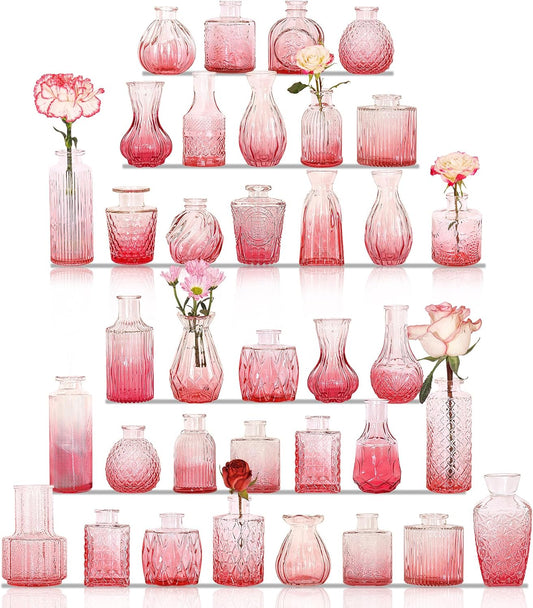 Juego de 36 jarrones de cristal pequeños jarrones de flores para ce...