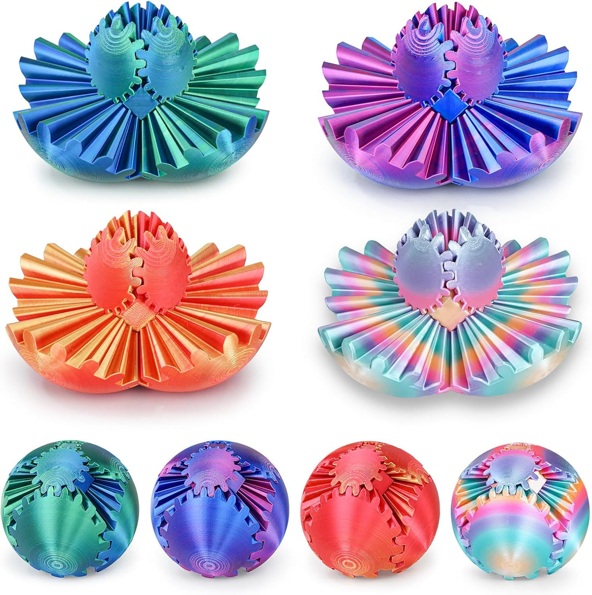 4 Piezas Cubo Bola de Engranajes Impreso en 3D Juguete Fidget, Esfe...