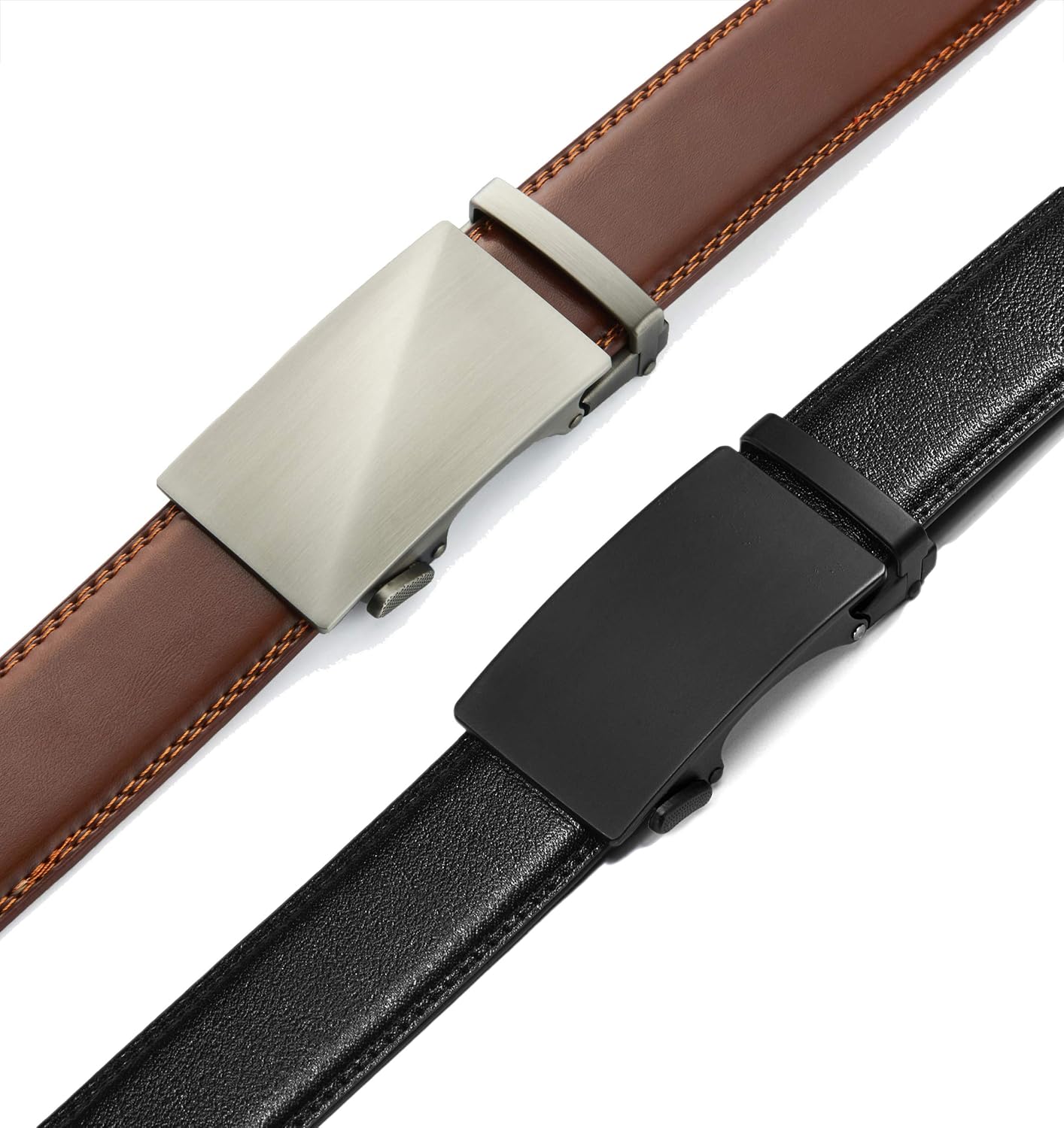 CHAOREN Cinturón de trinquete de cuero para hombre, 2 paquetes - Aj...