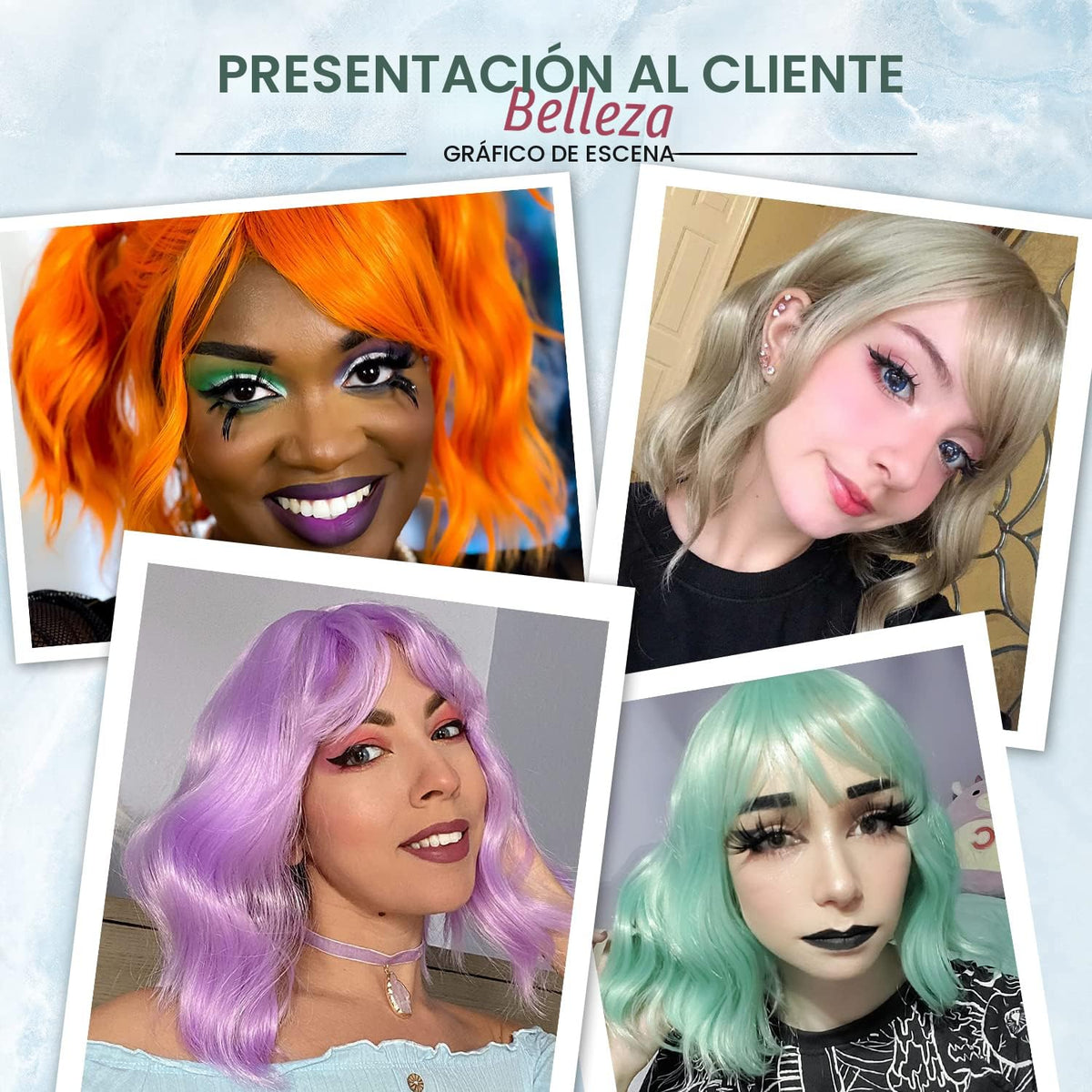 LANCAINI Pelucas de corte Bob pastel con flequillo para mujer, pelu...