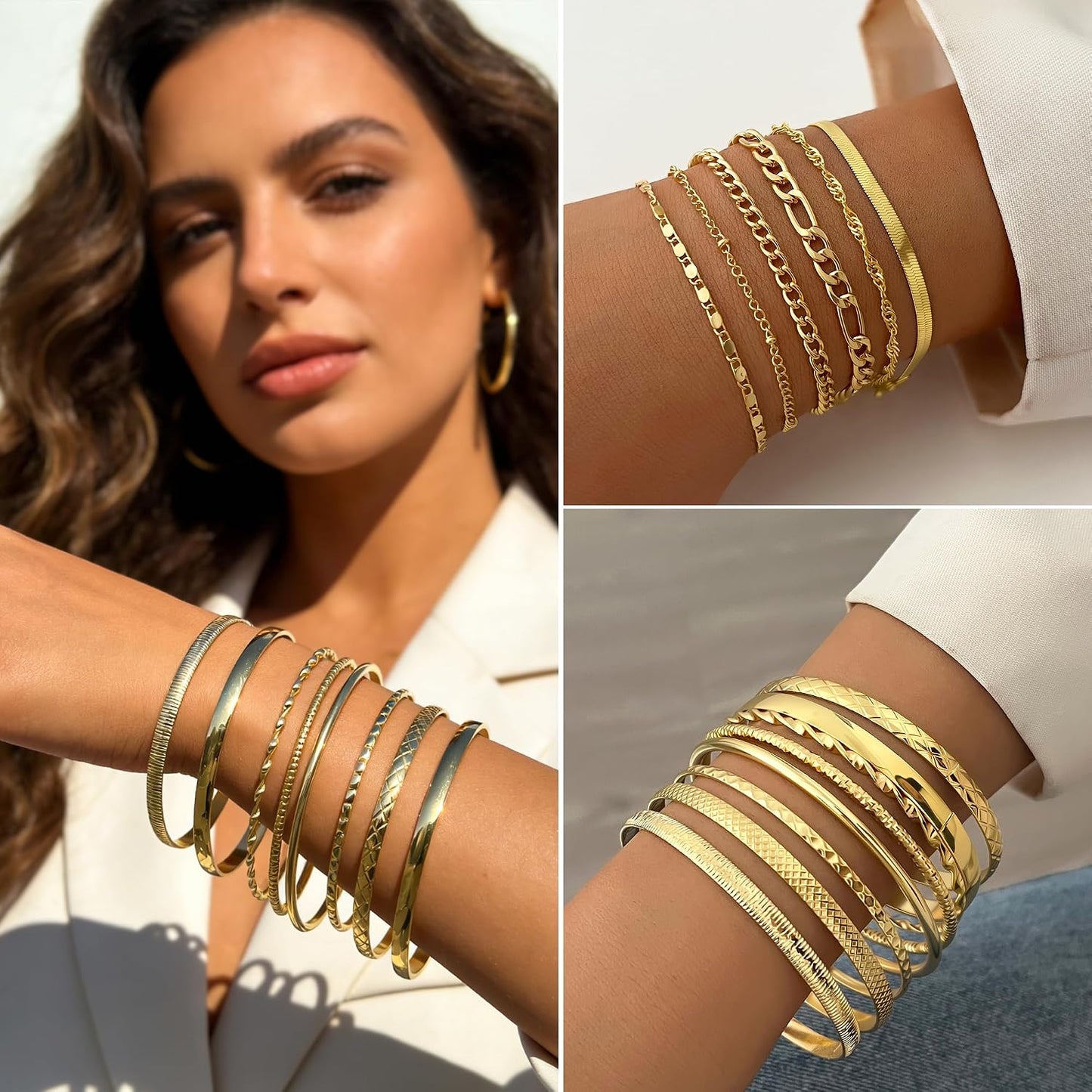 FAXHION Juego de joyas de oro para mujer, 68 piezas, con 7 collares...