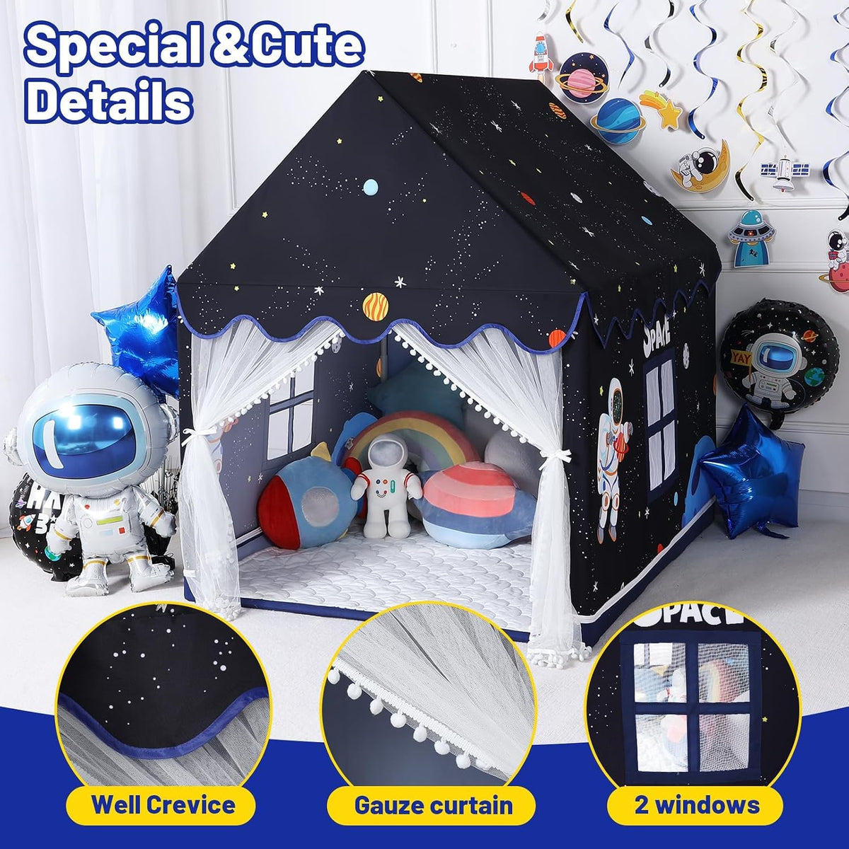 Wilwolfer Space - Tienda de campaña para niños en interior: con pas...