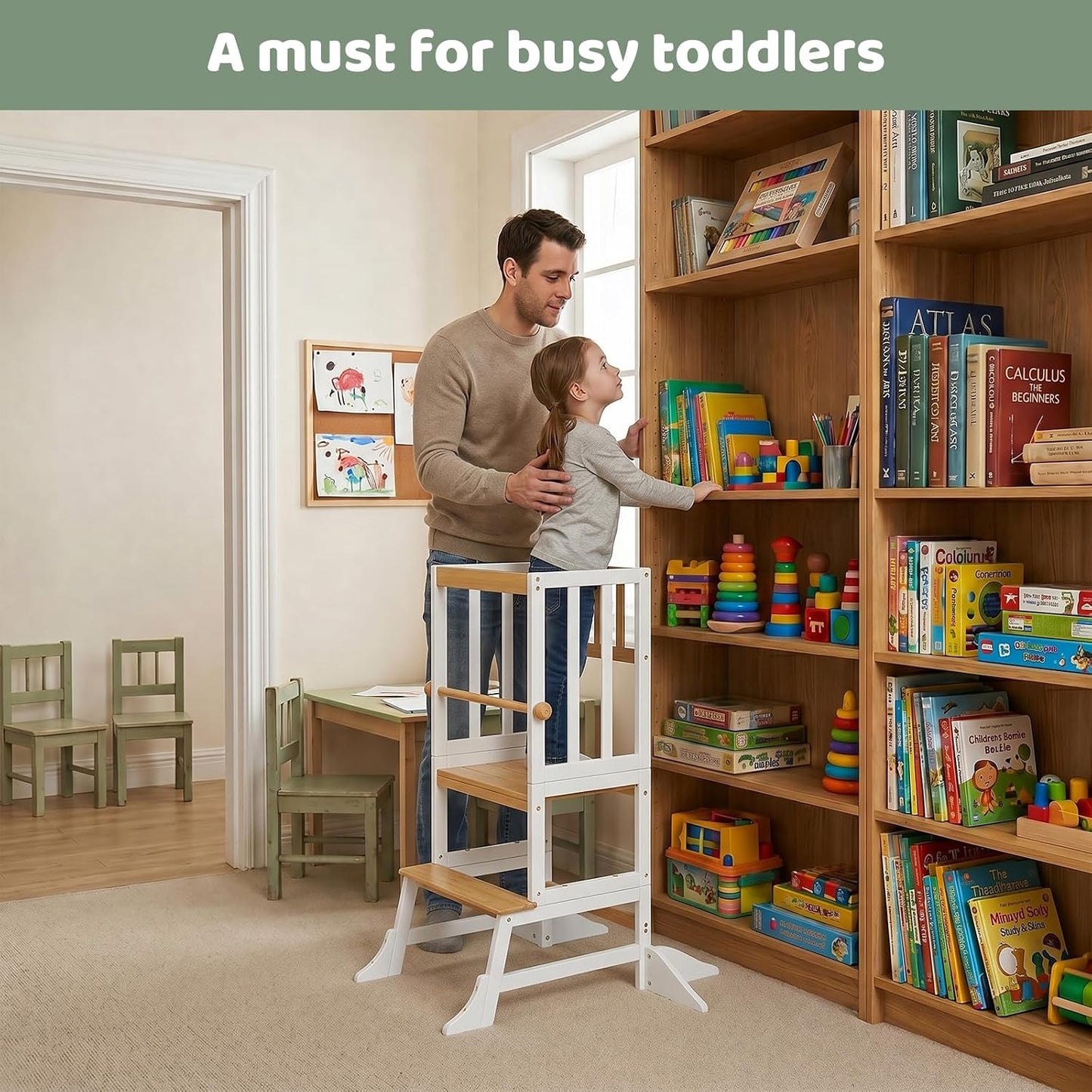 COSYLAND Torre de Pie para Niños Pequeños - Taburete de Cocina Ayud...