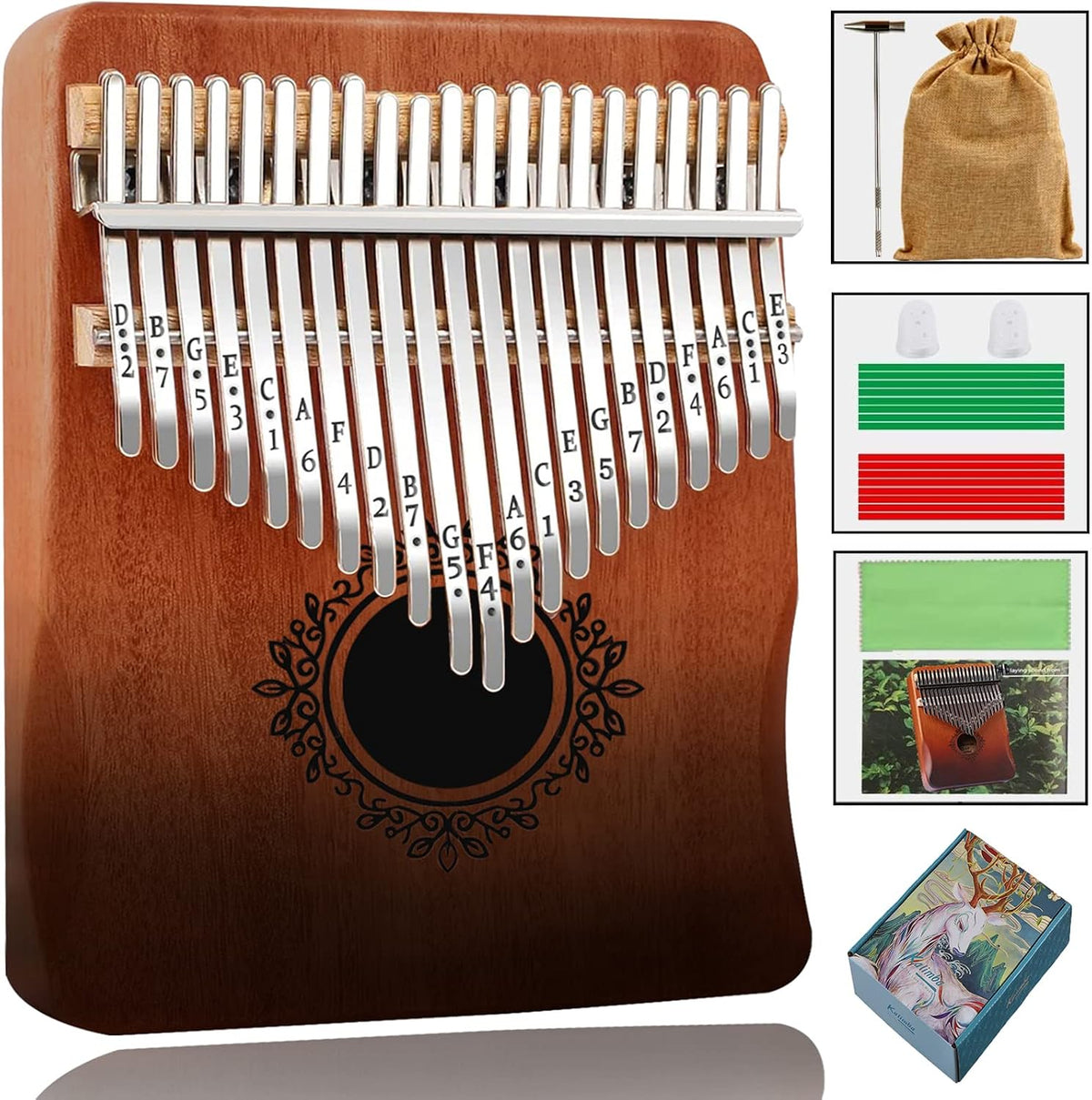 Kalimba de 21 teclas, Calimba, piano portátil de pulgar Kalimba, pi...
