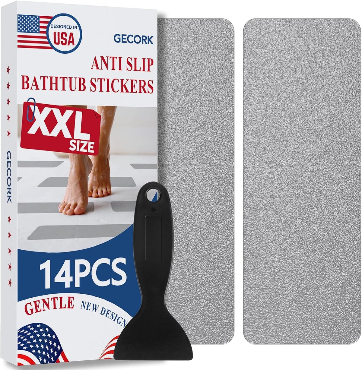 Gecork XXL - Calcomanías antideslizantes para bañera con adhesivo f...