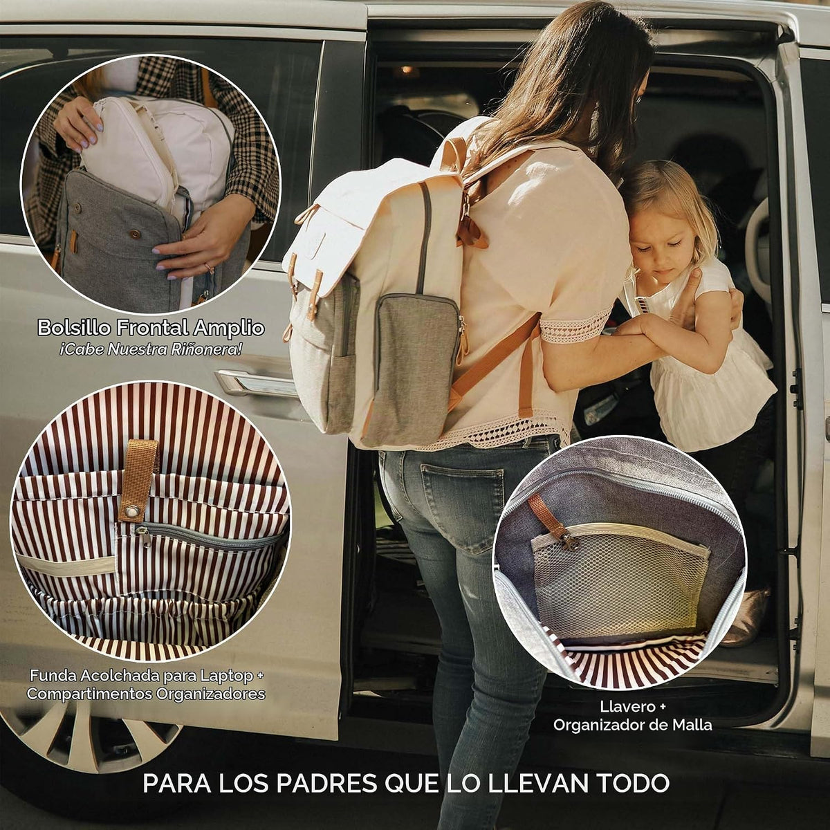 Parker Mochila para Pañales de Bebé - Bolsa de Pañales Grande con B...
