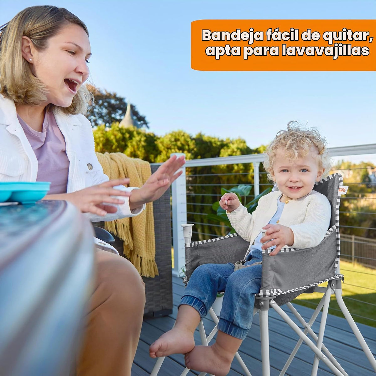 Bright Starts Pop 'N Dine - Silla alta portátil, para interiore...