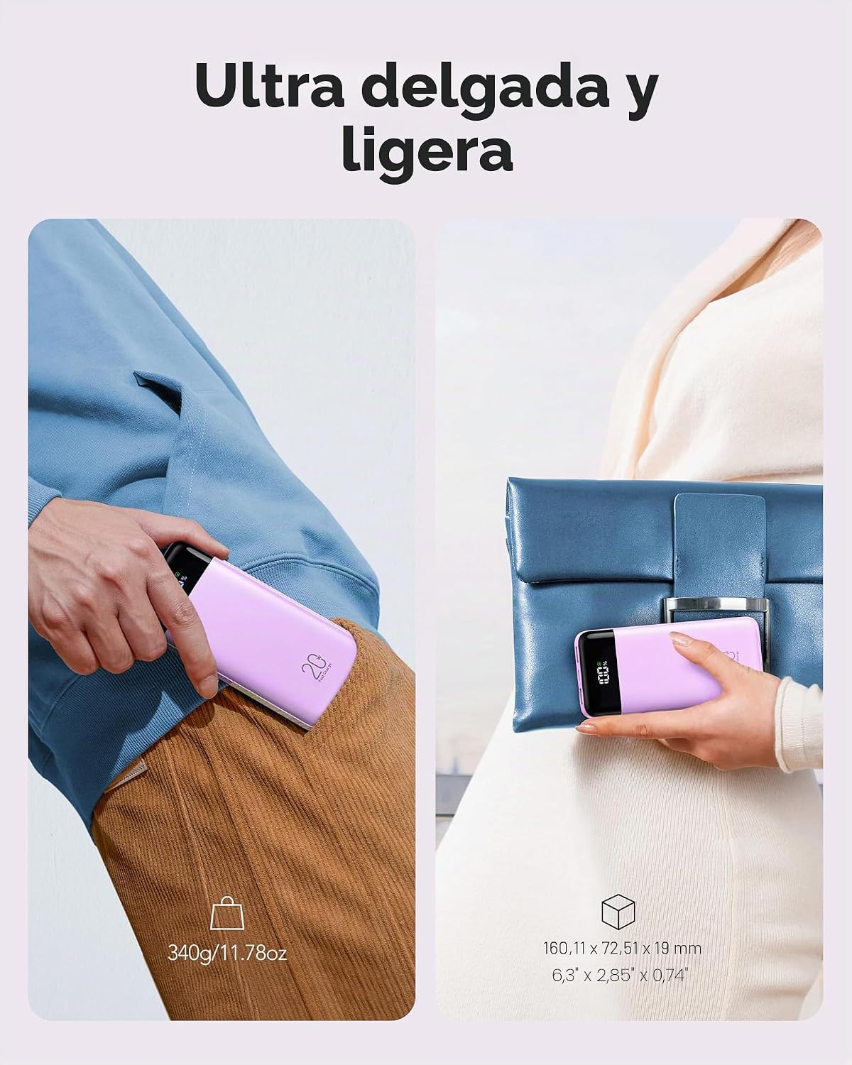 charmast Cargador portátil de 20000 mAh con cables integrados, carg...