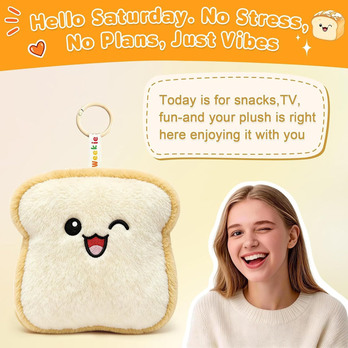 Ausener Weekie Wonders - Soporte emocional para tostadas, llavero c...