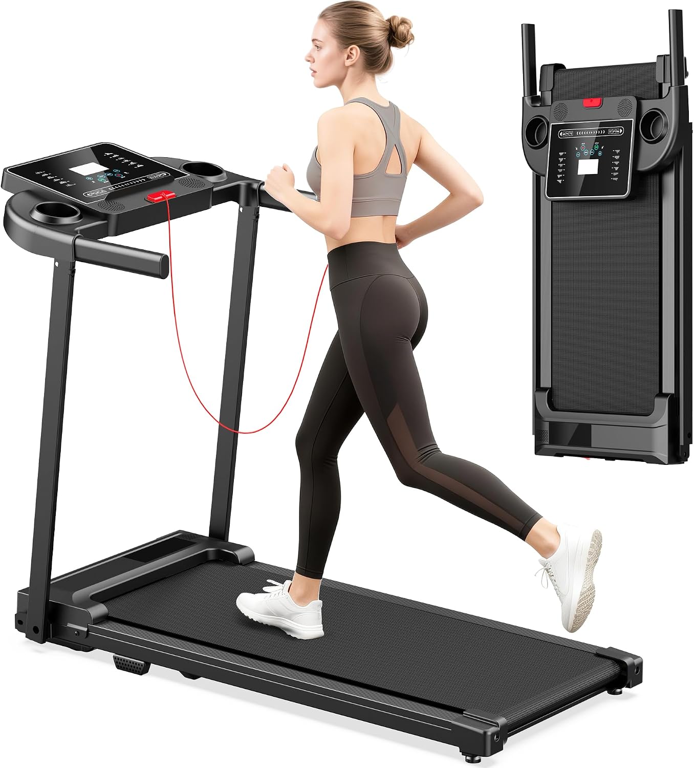 Pcrignbm Cintas de correr para el hogar caminadora plegable | Con b...