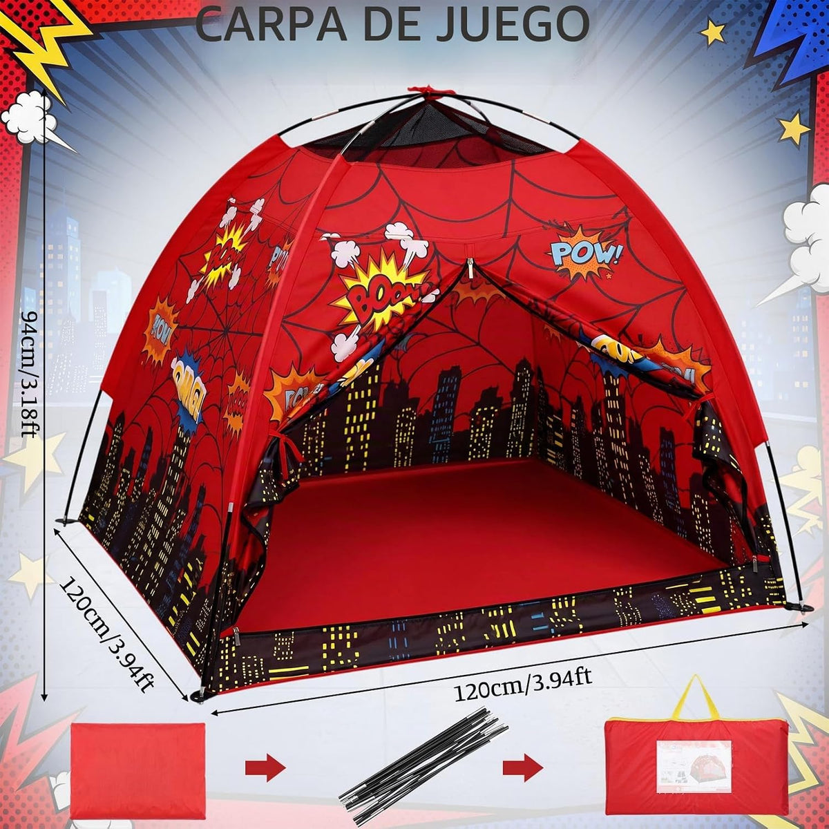 Yoojahow Tienda de campaña de juego de araña para adultos, tela de...