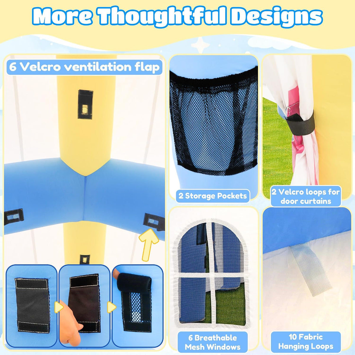 WELLFUNTIME - Casa de juegos inflable para niños con soplador de ai...