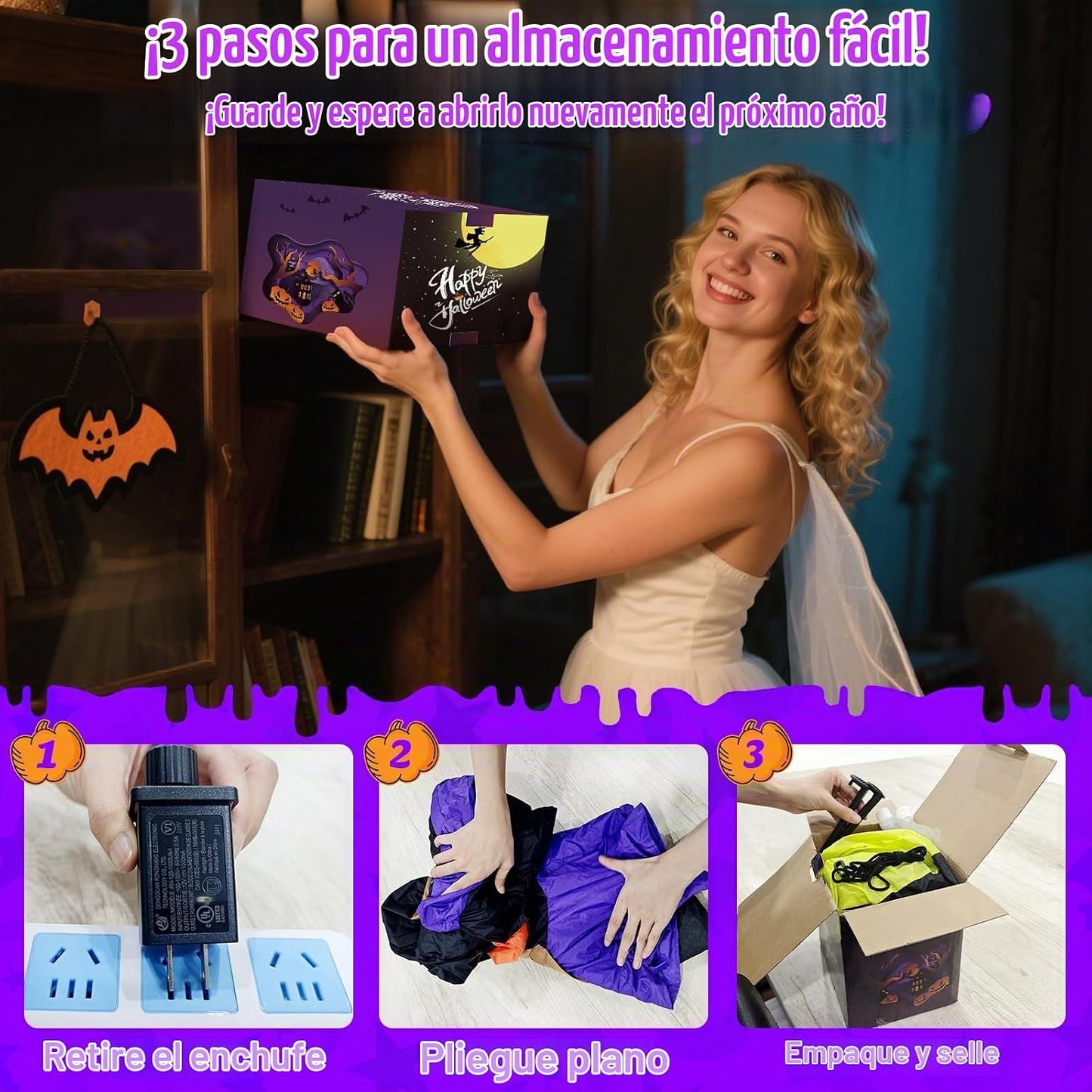 Danxilu Inflables de Halloween de 10 pies de alto, arco de bruja pa...