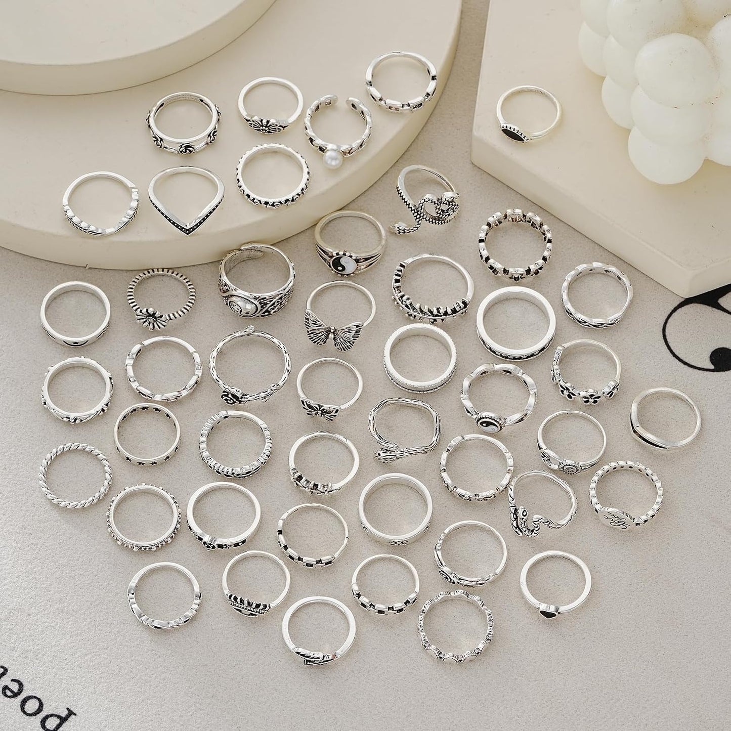 YEEZII Juego de 68 anillos para nudillos, dorados, para mujeres, ap...