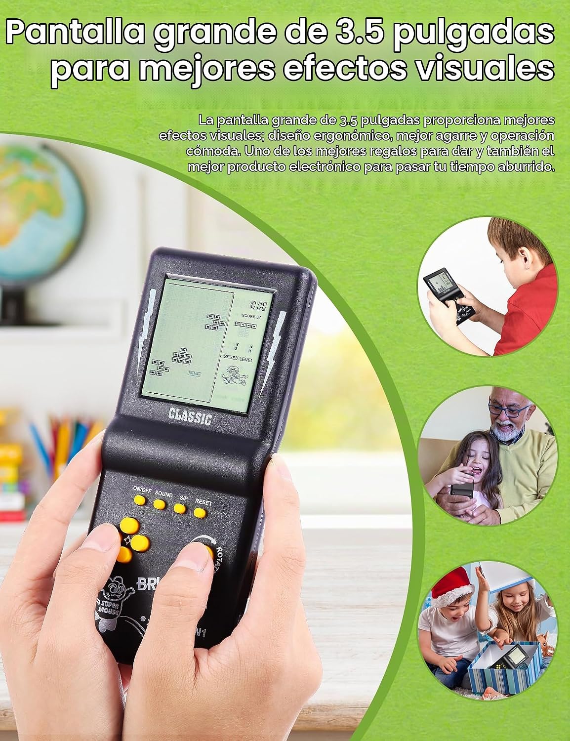 HLF Consola de Juego de Ladrillo Retro de Pantalla Grande de 3.5 Pu...