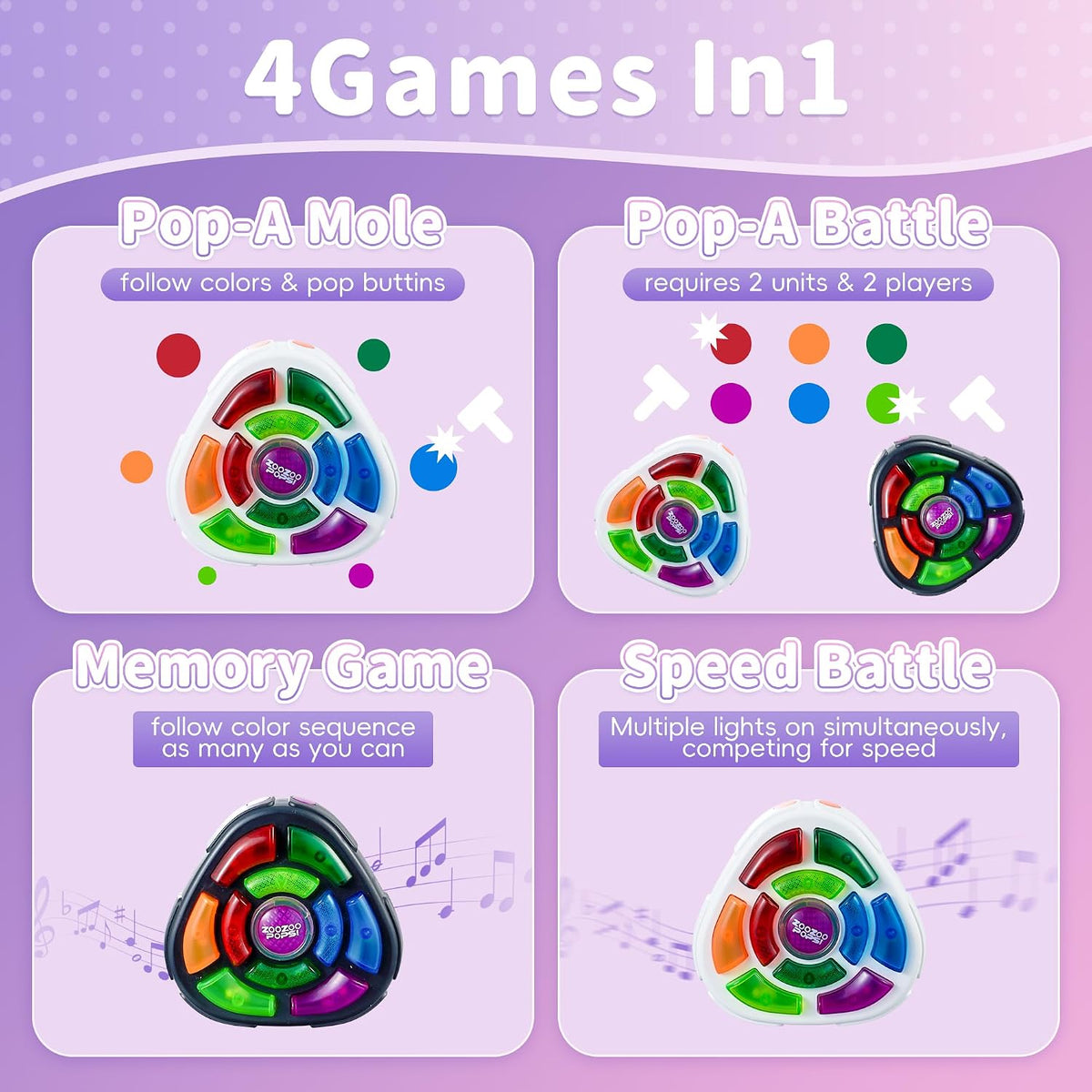 MINDNOOK Juego de memoria electrónica de 2 piezas para 1 a 2 jugado...
