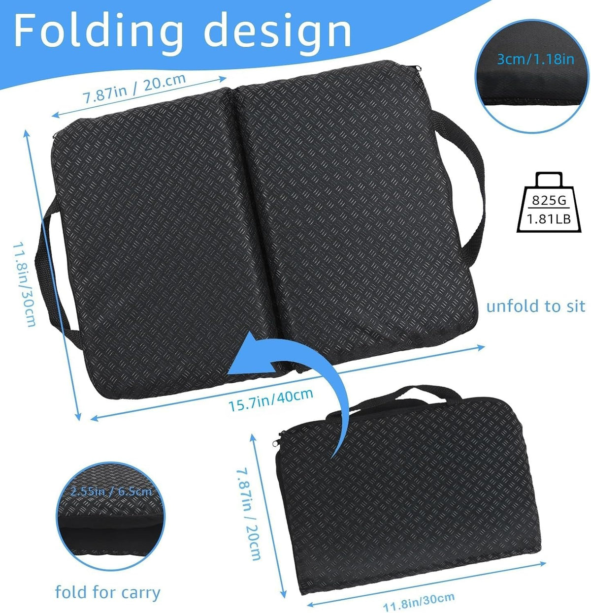 Wllead Nuevo cojín de asiento portátil mejorado de 15.7 x 11.8 pulg...